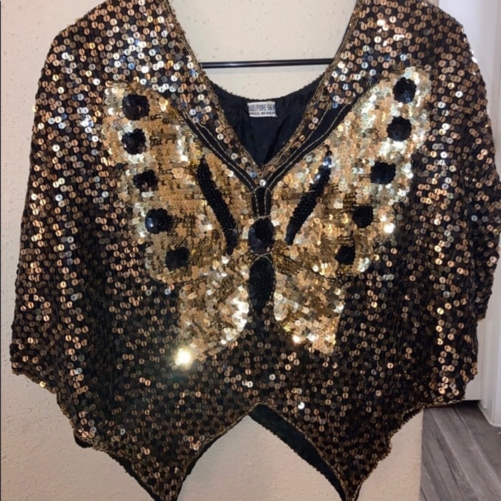 Vintage Butterfly Sequins Top